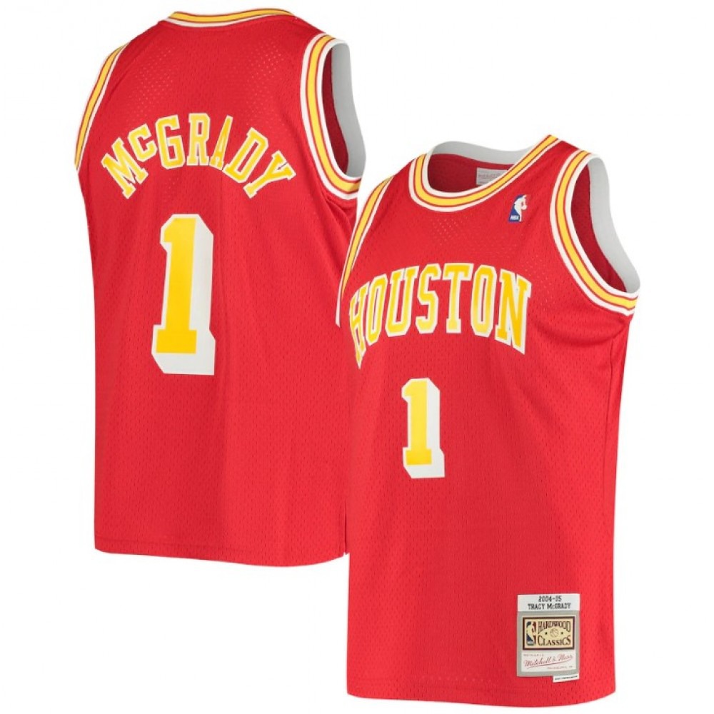 Men's Houston Rockets Tracy McGrady #1 Throwback Red 04-05 Hardwood Classics Swingman Jersey-Pro Kit Vault | Brand New 26/27 Sports Jerseys